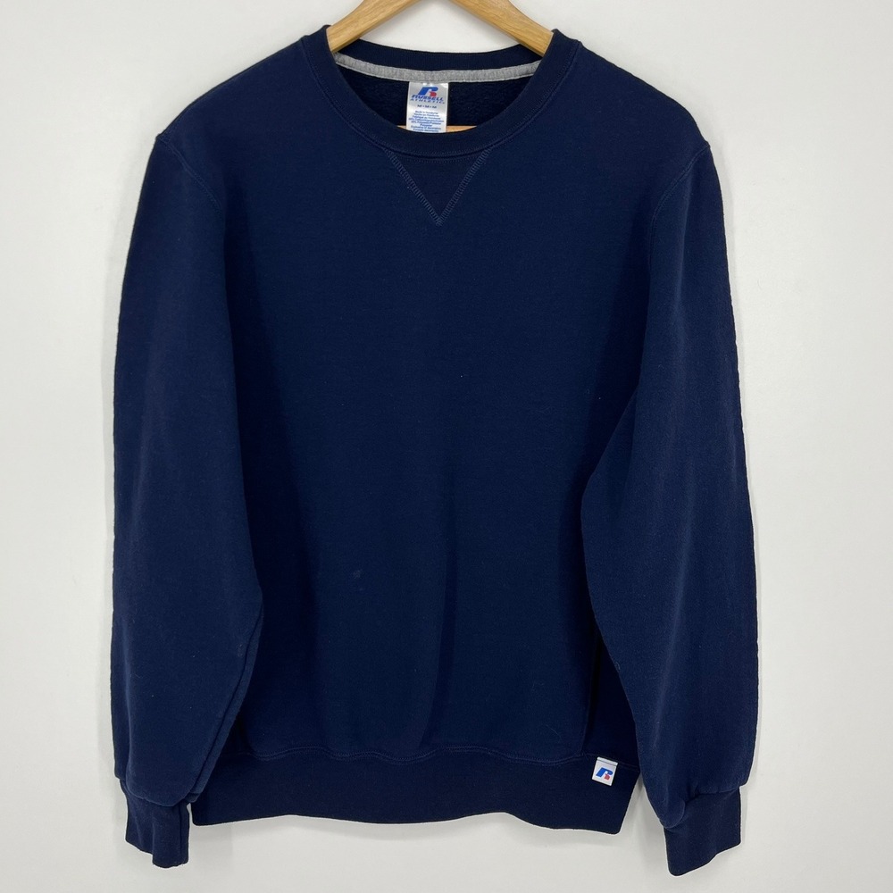 Russell Athletic‎ Mens Navy Blue Crewneck Sweatshirt Fleece Pullover Size M